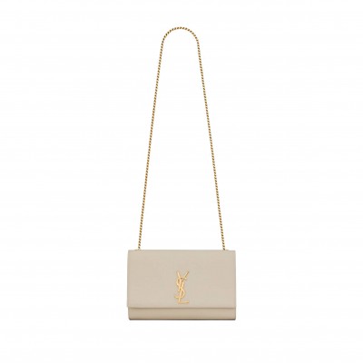 YSL KATE MEDIUM CHAIN BAG IN GRAIN DE POUDRE EMBOSSED LEATHER 364021BOW0J9207 (24*14.5*5.5cm)