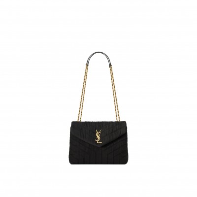 YSL LOULOU SMALL IN QUILTED &QUOT;Y&QUOT; COTTON 494699FABQ91000 (23*17*9cm)