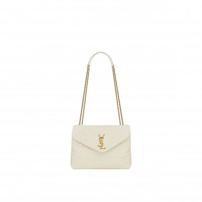 YSL LOULOU SMALL IN QUILTED &QUOT;Y&QUOT; COTTON 494699FABQ99133 (23*17*9cm)