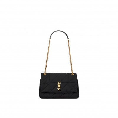 YSL JAMIE MEDIUM CHAIN BAG IN SATIN AND LEATHER 515821FAAUF1000 (25*15*7.5cm)