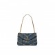 YSL PUFFER SMALL CHAIN BAG IN QUILTED VINTAGE DENIM AND SUEDE 5774762PT674575 (29*17*11cm)