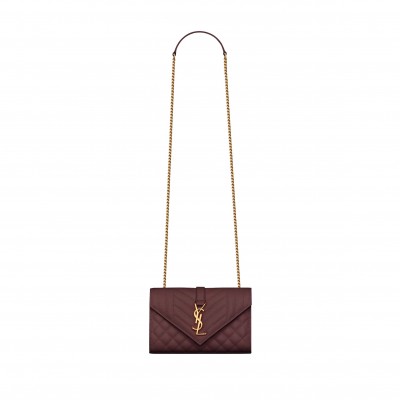 YSL ENVELOPE SMALL BAG IN MIX MATELASS&EACUTE; GRAIN DE POUDRE EMBOSSED LEATHER 600195BOW916475 (21*13*6cm)