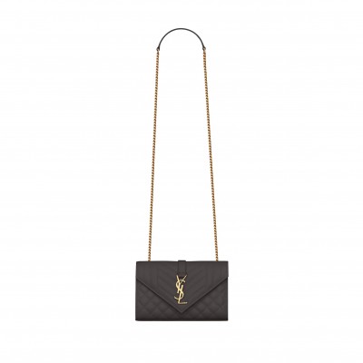 YSL ENVELOPE SMALL BAG IN MIX MATELASS&EACUTE; GRAIN DE POUDRE EMBOSSED LEATHER 600195BOW971112 (21*13*6cm)