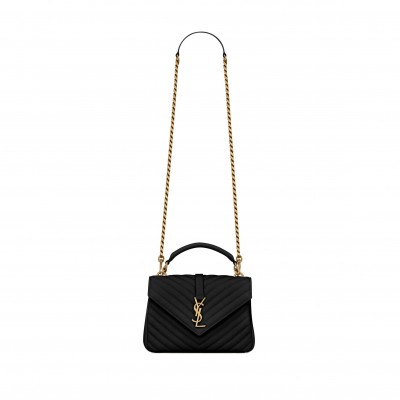 YSL COLLEGE MEDIUM CHAIN BAG IN QUILTED LEATHER 600279BRM071000 (24*17*6.5cm)