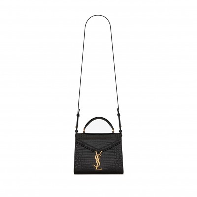 YSL CASSANDRA MINI TOP HANDLE BAG IN CROCODILE-EMBOSSED SHINY LEATHER 623930DND0J1000 (20*16*7.5cm)