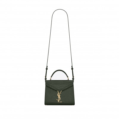 YSL CASSANDRA MINI TOP HANDLE BAG IN CROCODILE-EMBOSSED SHINY LEATHER 623930DND0J3144 (20*16*7.5cm)