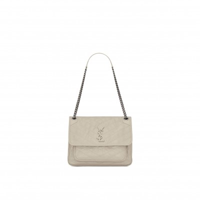 YSL NIKI MEDIUM CHAIN BAG IN CRINKLED VINTAGE LEATHER 6331580EN049207 (28*20*8.5cm)