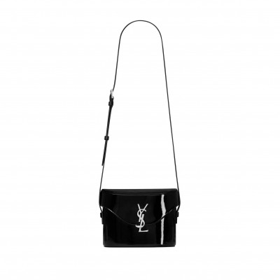 YSL JUNE BOX BAG IN PATENT LEATHER 713700AAAWT1000 (19*14*6.5cm)