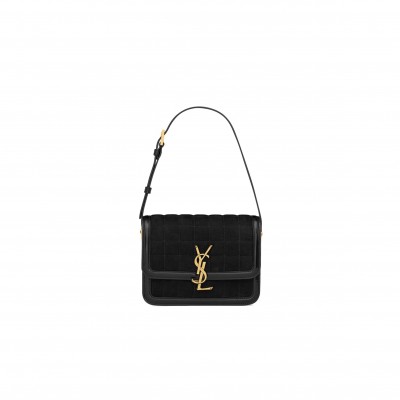 YSL SOLFERINO SMALL SATCHEL IN QUILTED NUBUCK SUEDE 739139AABR91000 (18.5*14*6cm)