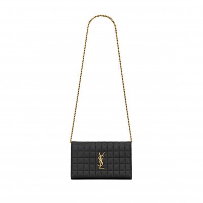 YSL CASSANDRE MATELASSÉ CARRÉ CHAIN WALLET IN QUILTED LEATHER 743346AABVP1000 (23*14*3cm)