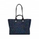 CHANEL LARGE DEAUVILLE SHOPPING BAG BLUE SEQUIN BOUCLE SILVER HARDWARE (41*28*15cm)