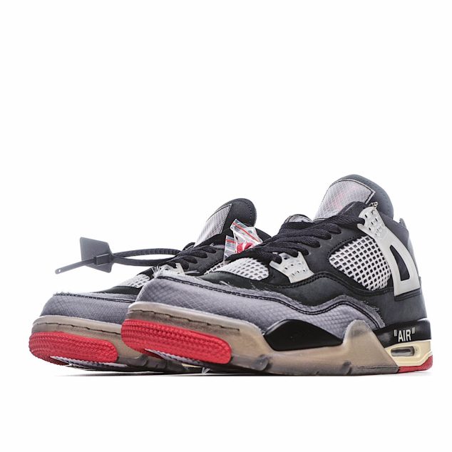  Air Jordan AJ4 RetroCream Cicada Wing Black Gray Red