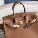  Herms Birkin Platinum Size: 25cm Golden Brown