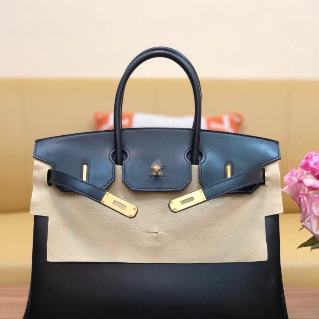  Birkin box black with gold buckle