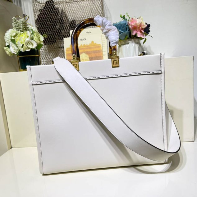  Sunshine White Leather Tote Size: 36*17*31cm