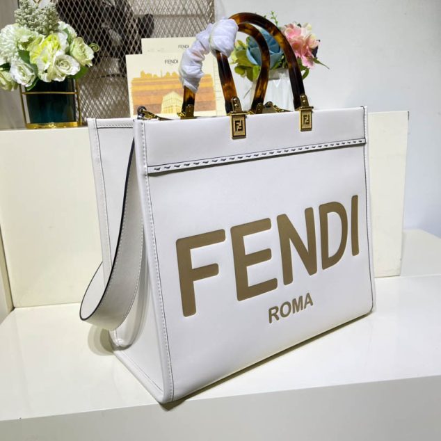  Sunshine White Leather Tote Size: 36*17*31cm