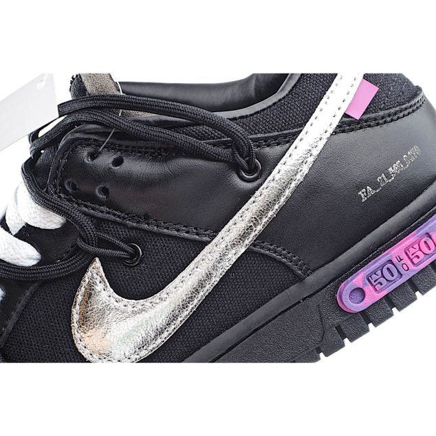  Nike 0ff-White x Nike Dunk Low Black Silver Purple