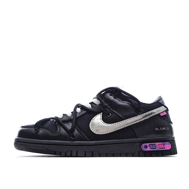  Nike 0ff-White x Nike Dunk Low Black Silver Purple