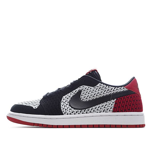  Air Jordan 1 Retro low Flyknit AJ1 Low Black Black And Red