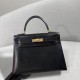  Kelly Box leather black with gold buckle