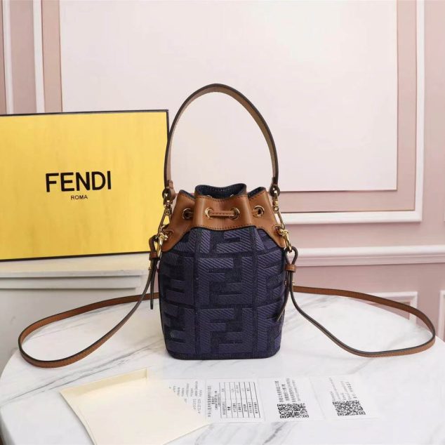  Denim embroidered FF logo bucket bag Size: 12x18x10cm