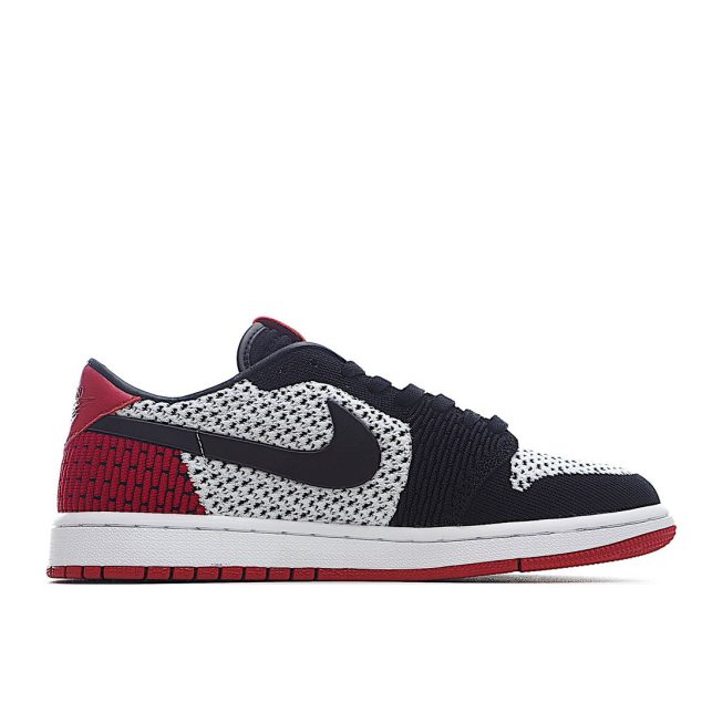  Air Jordan 1 Retro low Flyknit AJ1 Low Black Black And Red