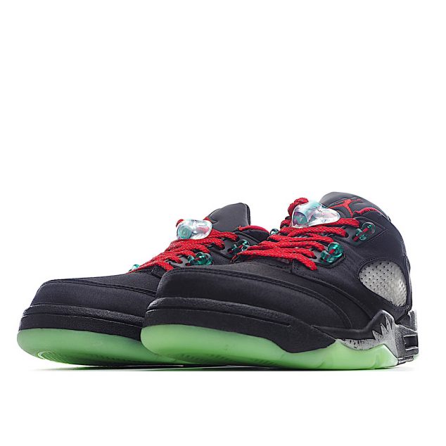  Clot Air Jordan Retro 5 Black Red Green Basketball Shoes