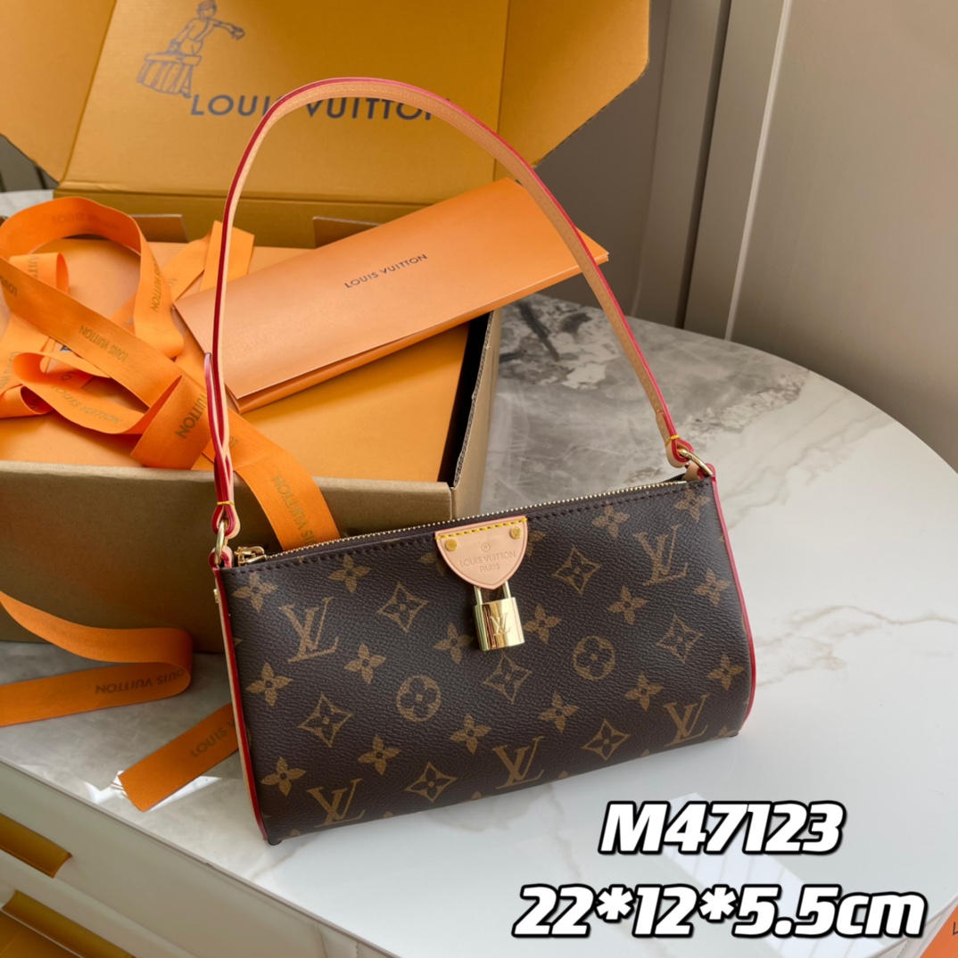 M47123 Pochette Tirette Monogram handbag 22 x 12 x 5.5 cm